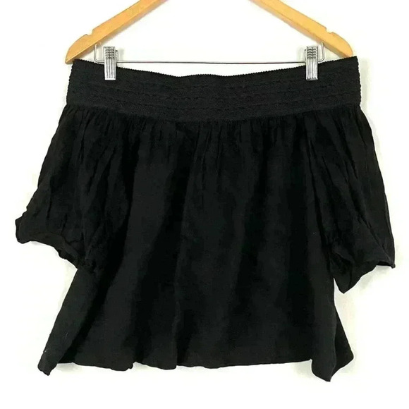 Black Crepe Off-Shoulder Top SMALL Jack by BB Dakota Lin Rayon - Picture 9 of 9